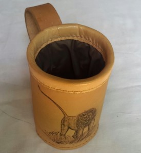 Can Container with Leather & Pyro Art