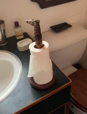 wooden animal toilet roll holder